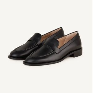 Stuart Weitzman buttersoft black leather palmer sleek loafers flats the row 8.5